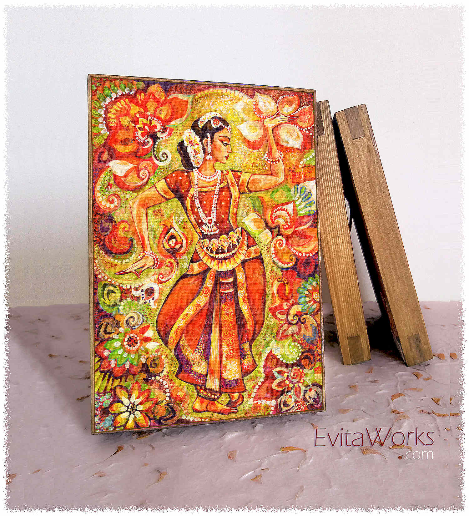 Hit to learn about "Ganges Flower, Bharatanatyam" on woodblocks