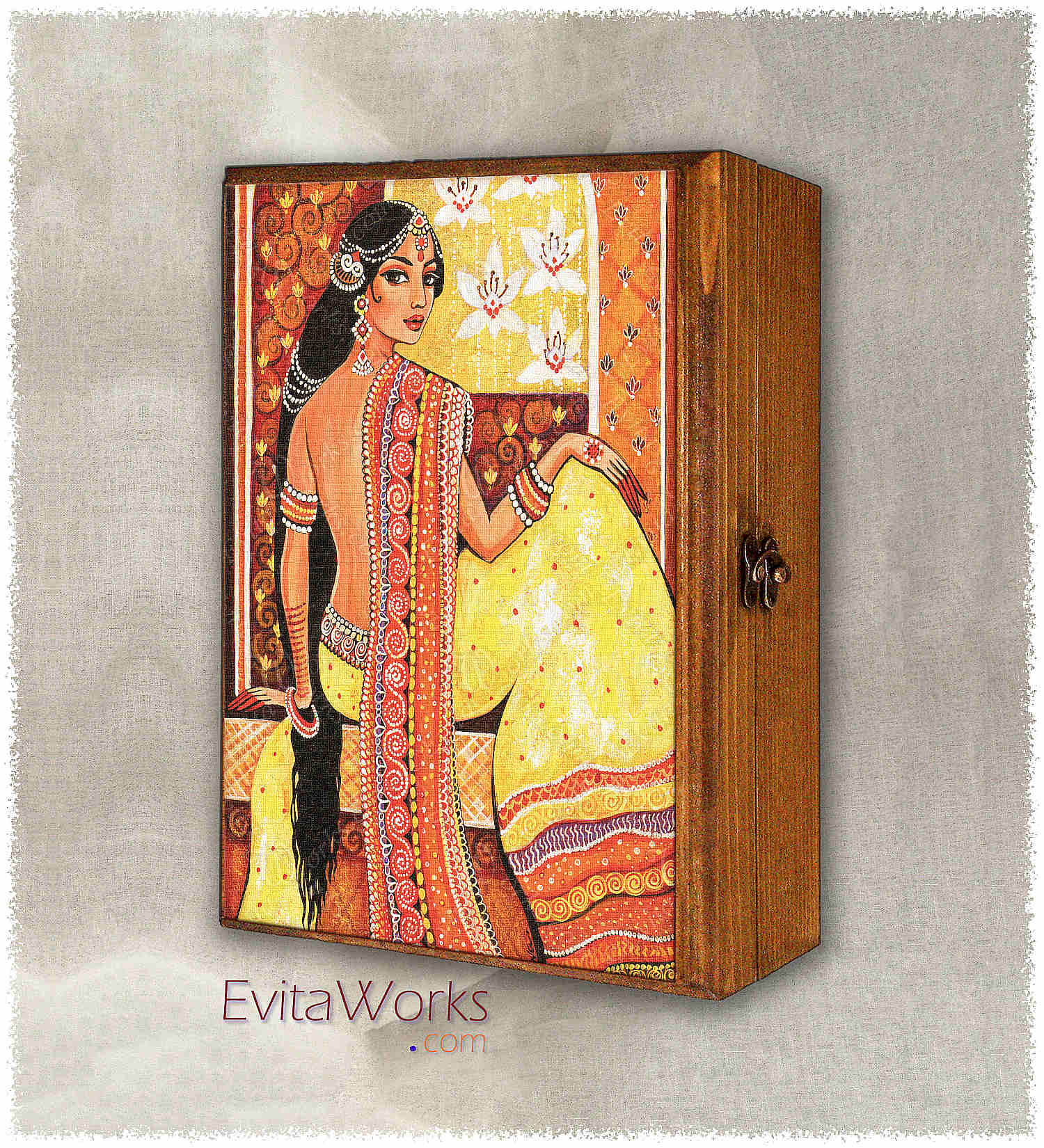 Hit to learn about "Bharat, Indian woman art" on jewelboxes