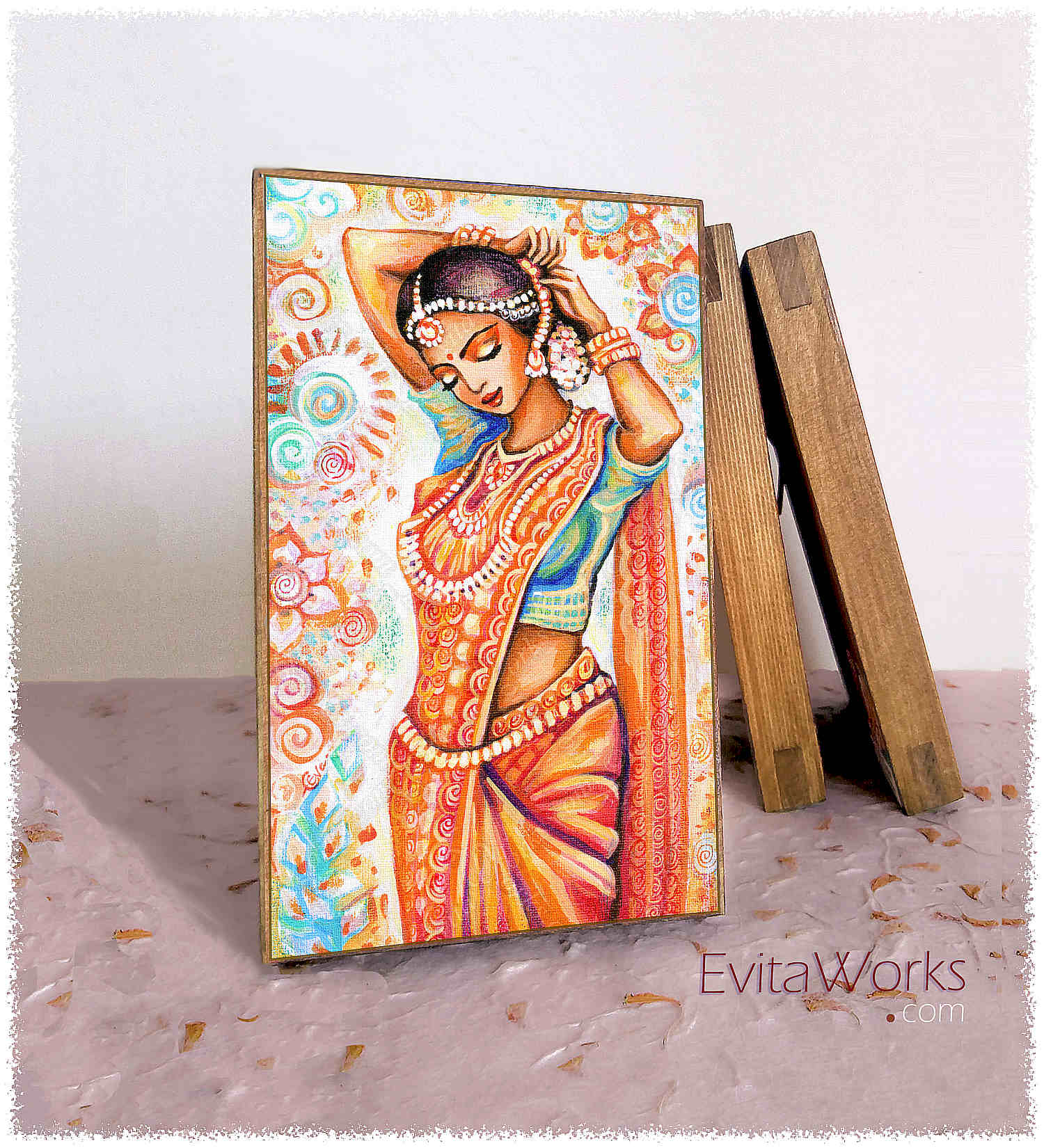 Hit to learn about "Aroma of Saffron, Indian girl" on woodblocks