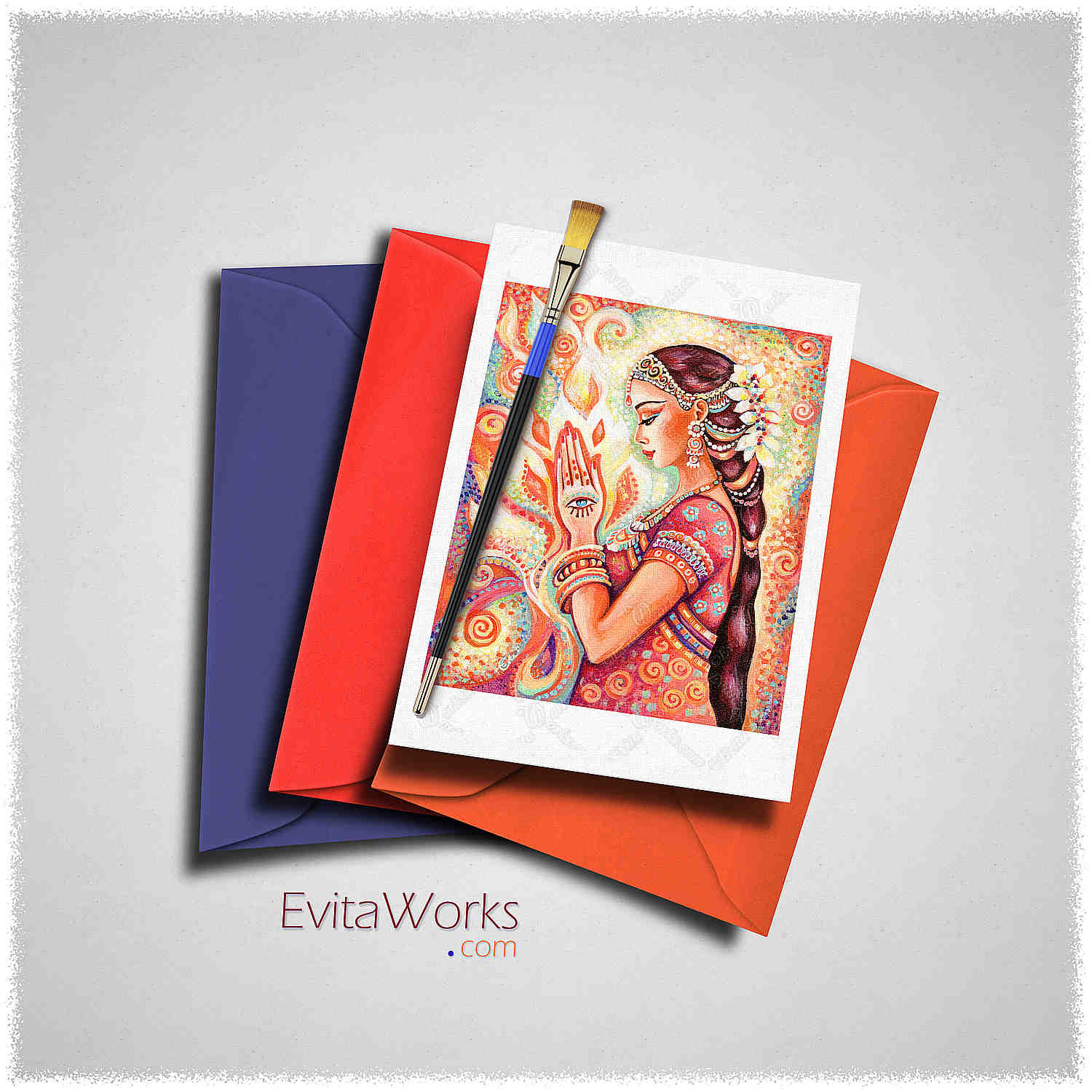 Hit to learn about "Sacred Pray, Indian woman" on cards