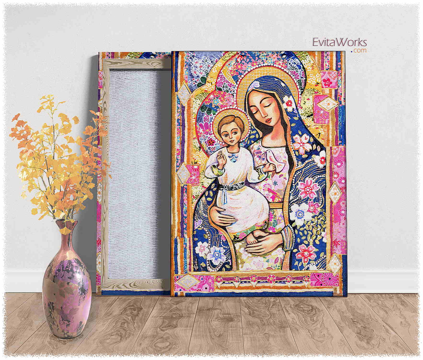 Hit to learn about "Panagia Eleousa, Christian Folk Icon" on canvases