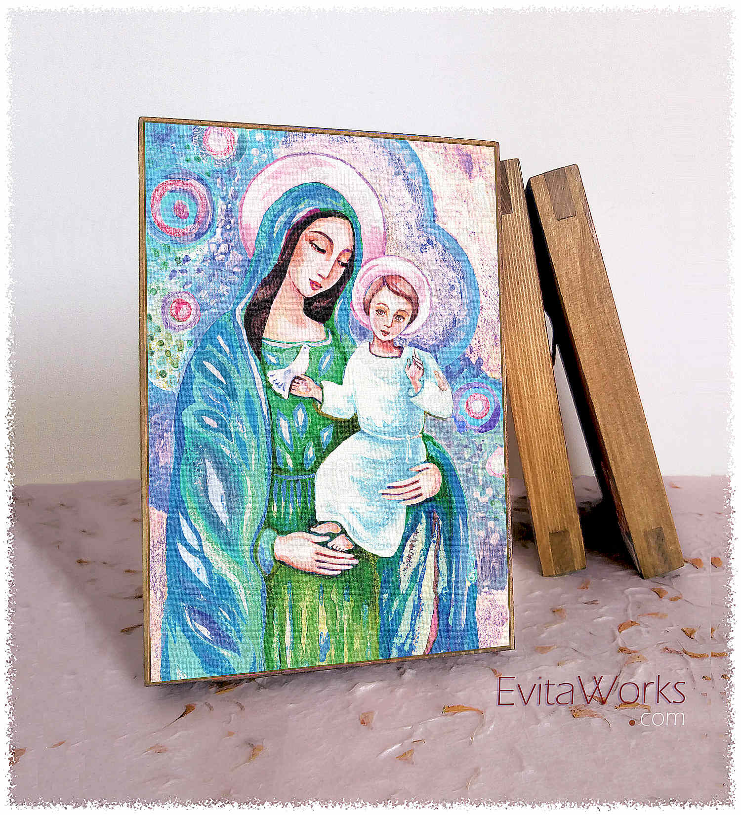 Hit to learn about "Blessing from Heaven, Madonna and Child" on woodblocks