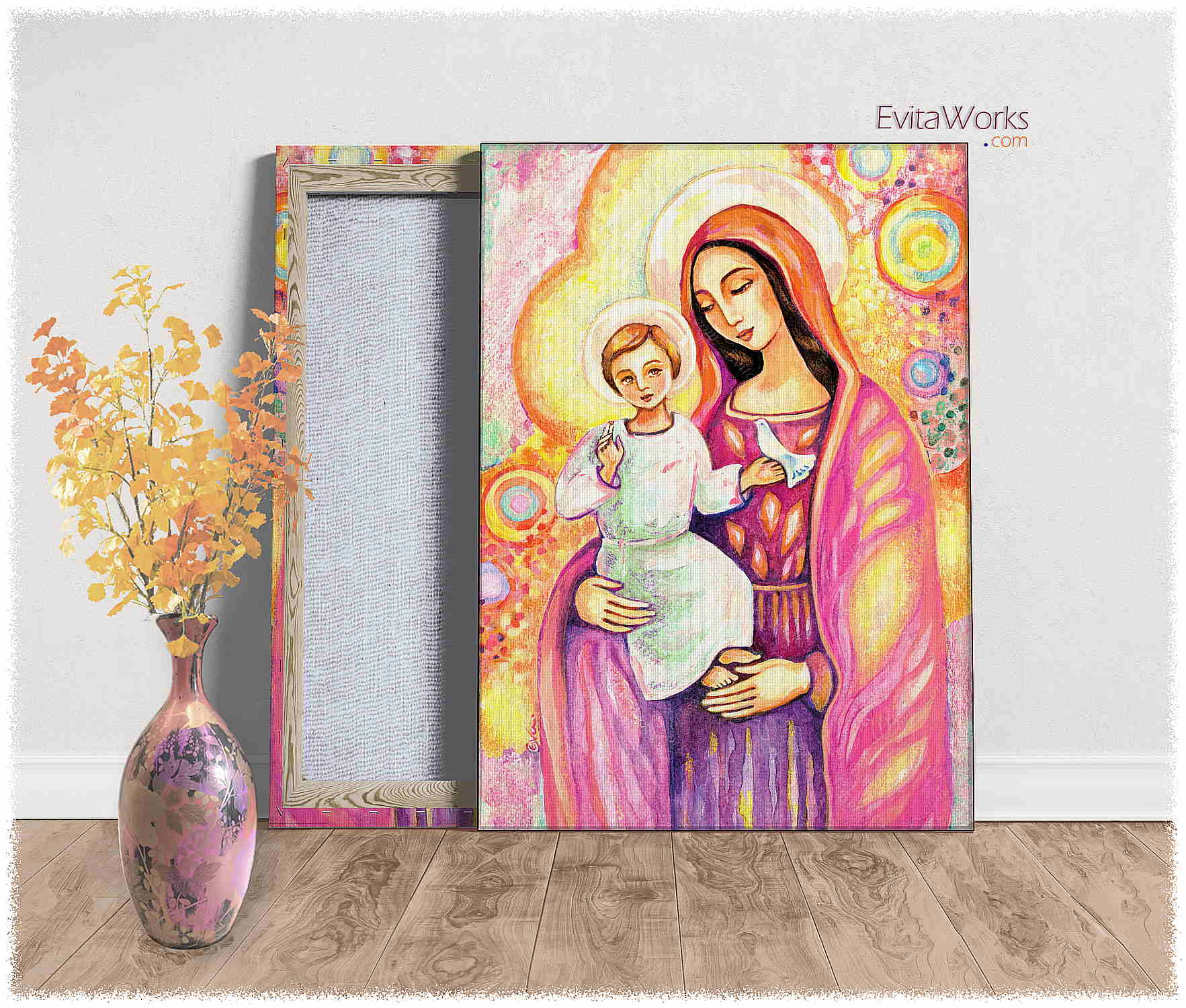 Hit to learn about "Blessing from Light, Madonna and Child" on canvases