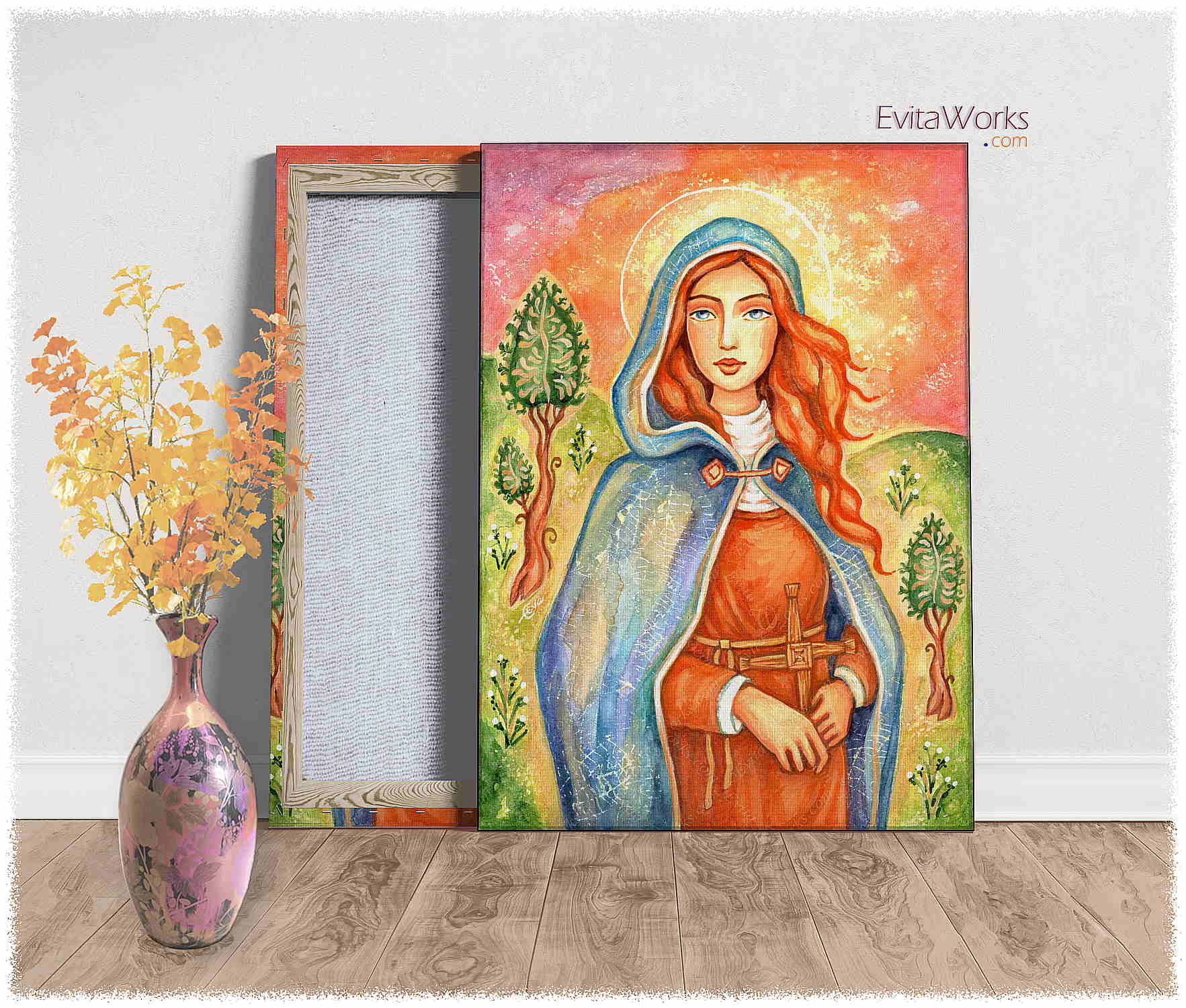 Hit to learn about "Saint Brigit of Ireland, Irish holy woman" on canvases