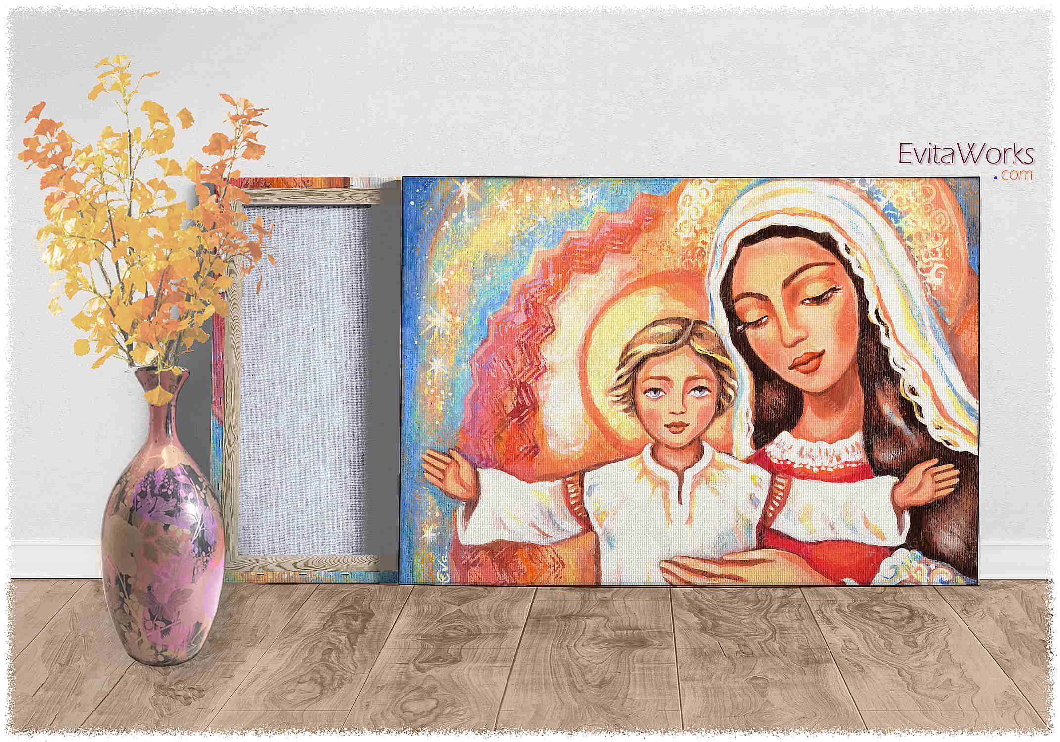 Hit to learn about "Gate to Heaven, mother and child" on canvases