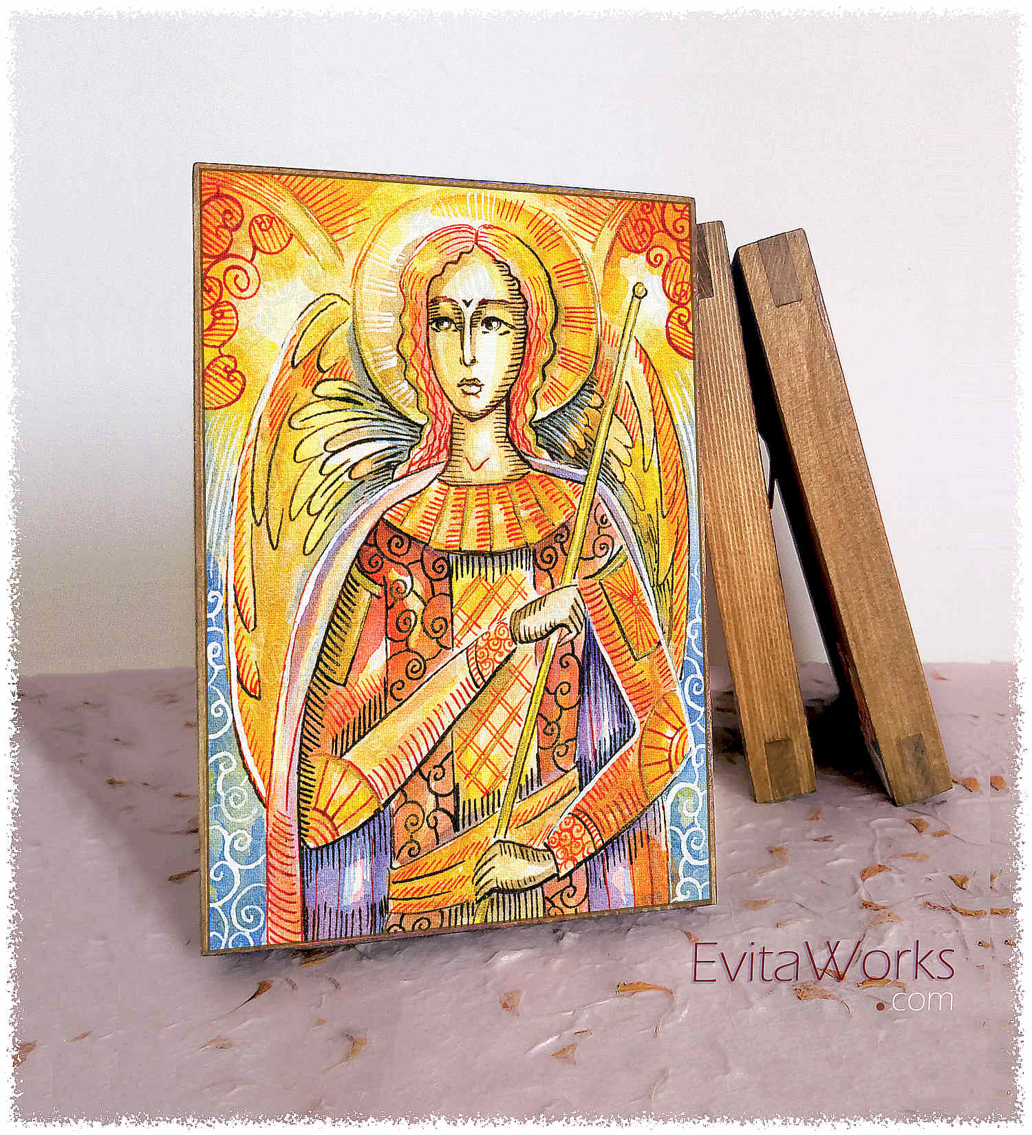 Hit to learn about "Angel 32, Christian art" on woodblocks