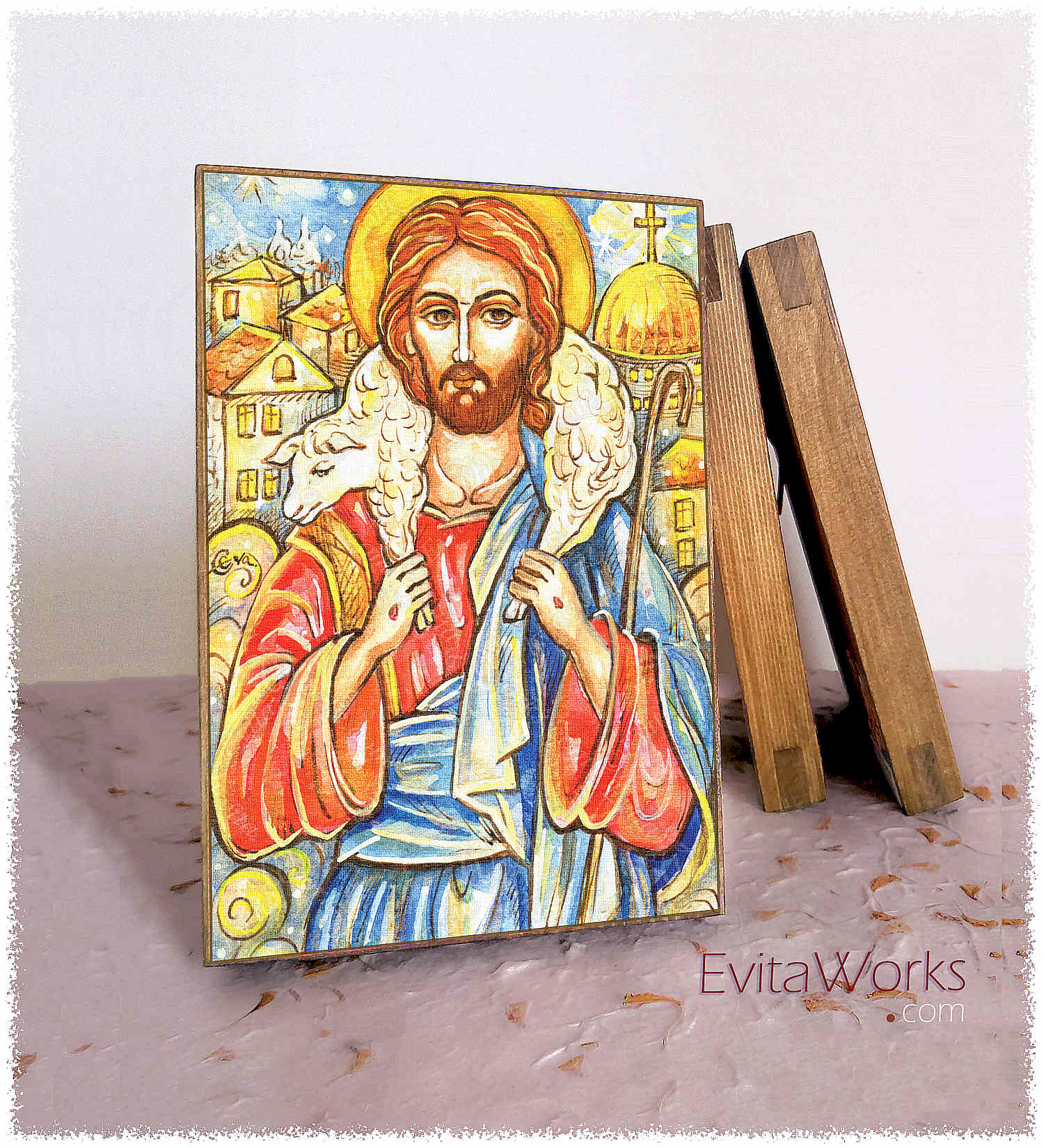 Hit to learn about "Christ 01, Christmas art" on woodblocks
