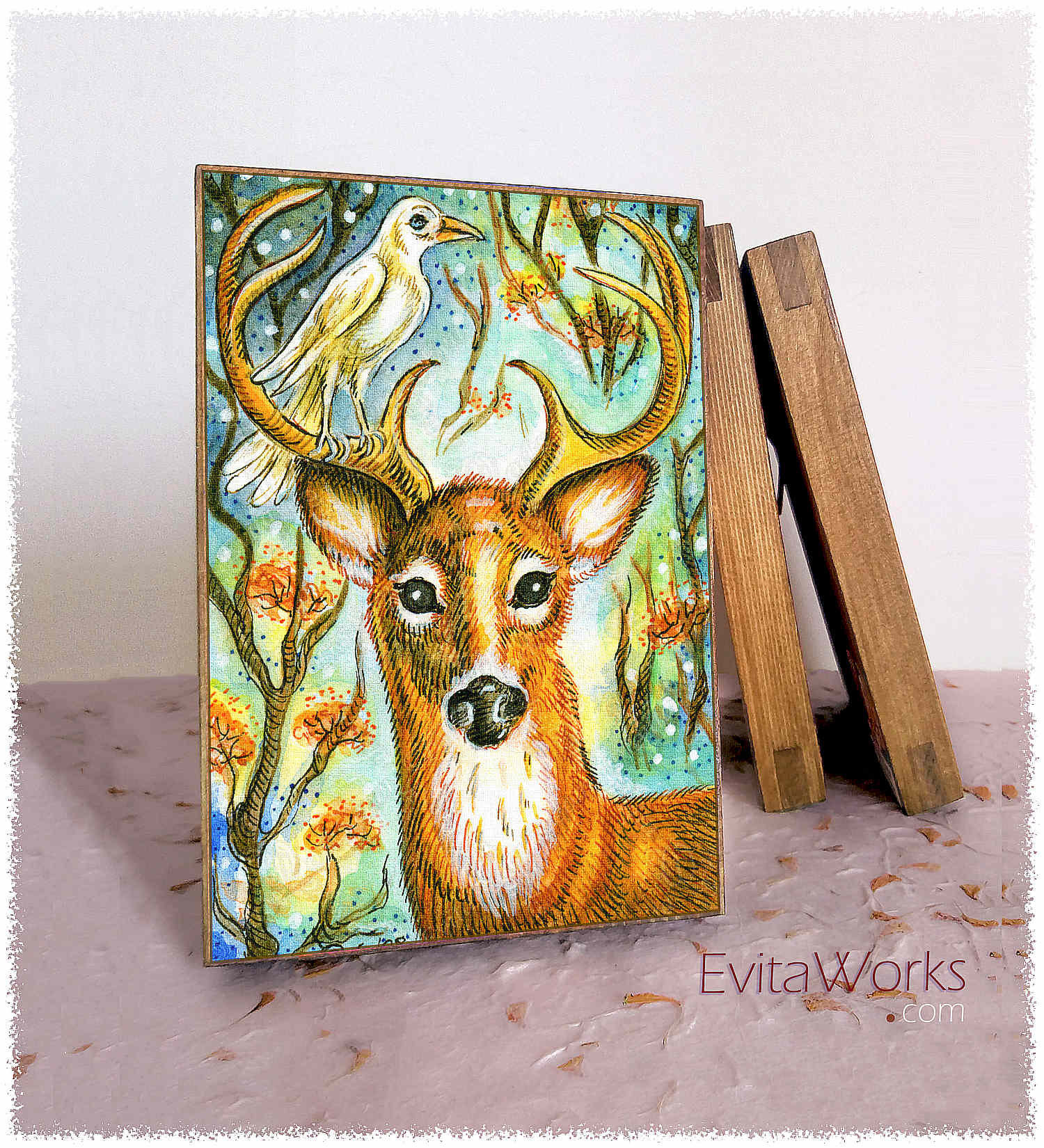 Hit to learn about "Deer 01, cute animalart" on woodblocks