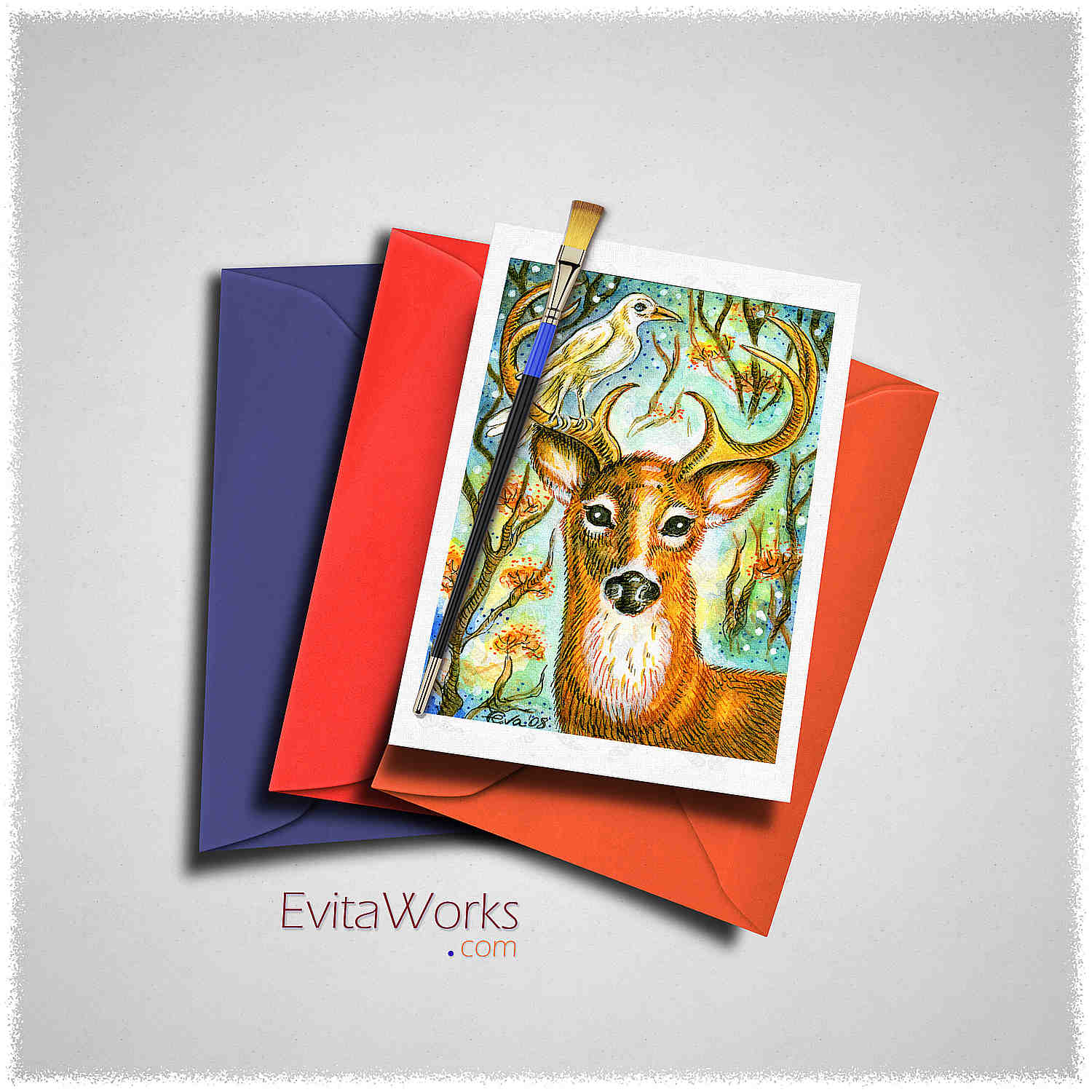 Hit to learn about "Deer 01, cute animalart" on cards