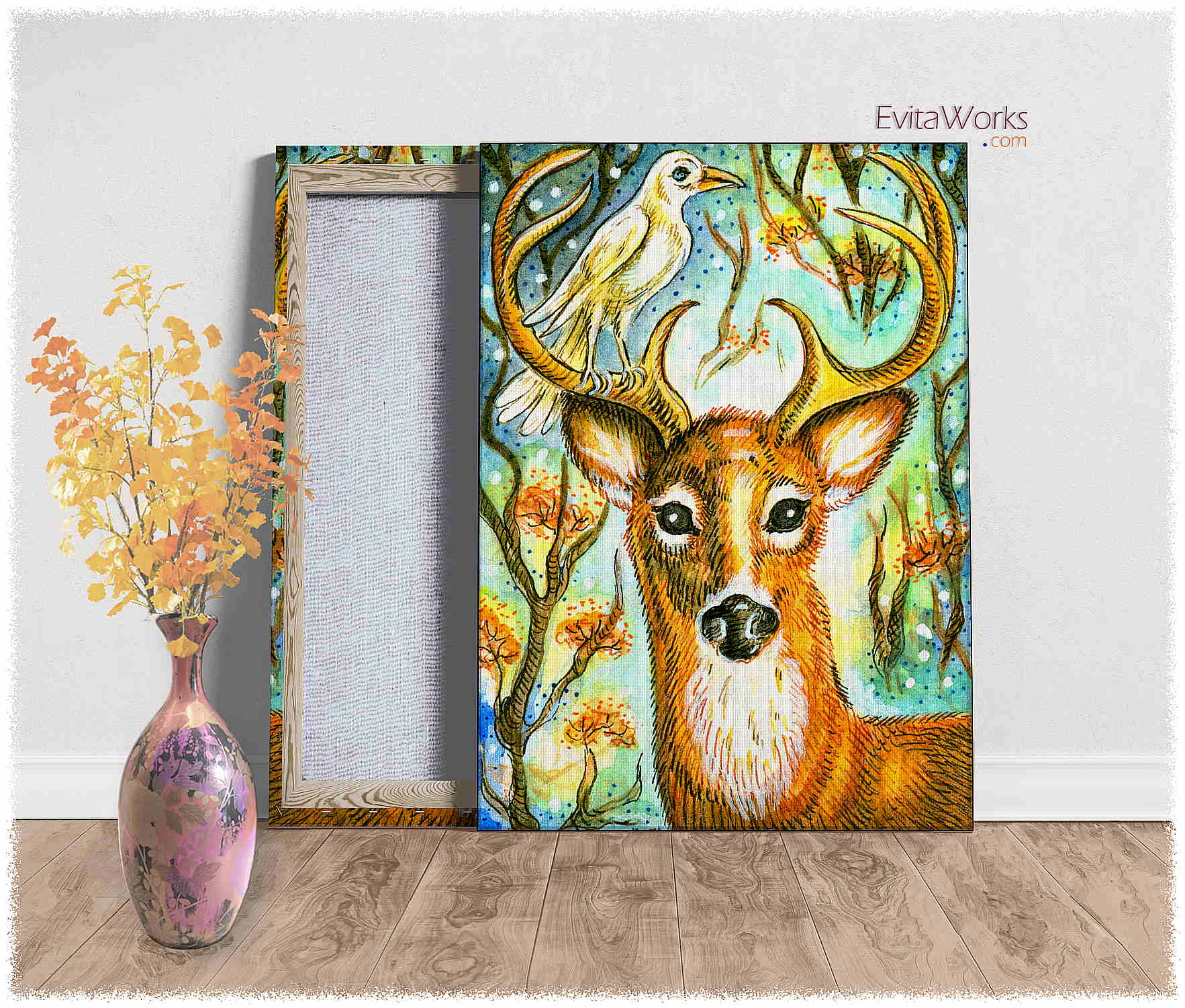 Hit to learn about "Deer 01, cute animalart" on canvases