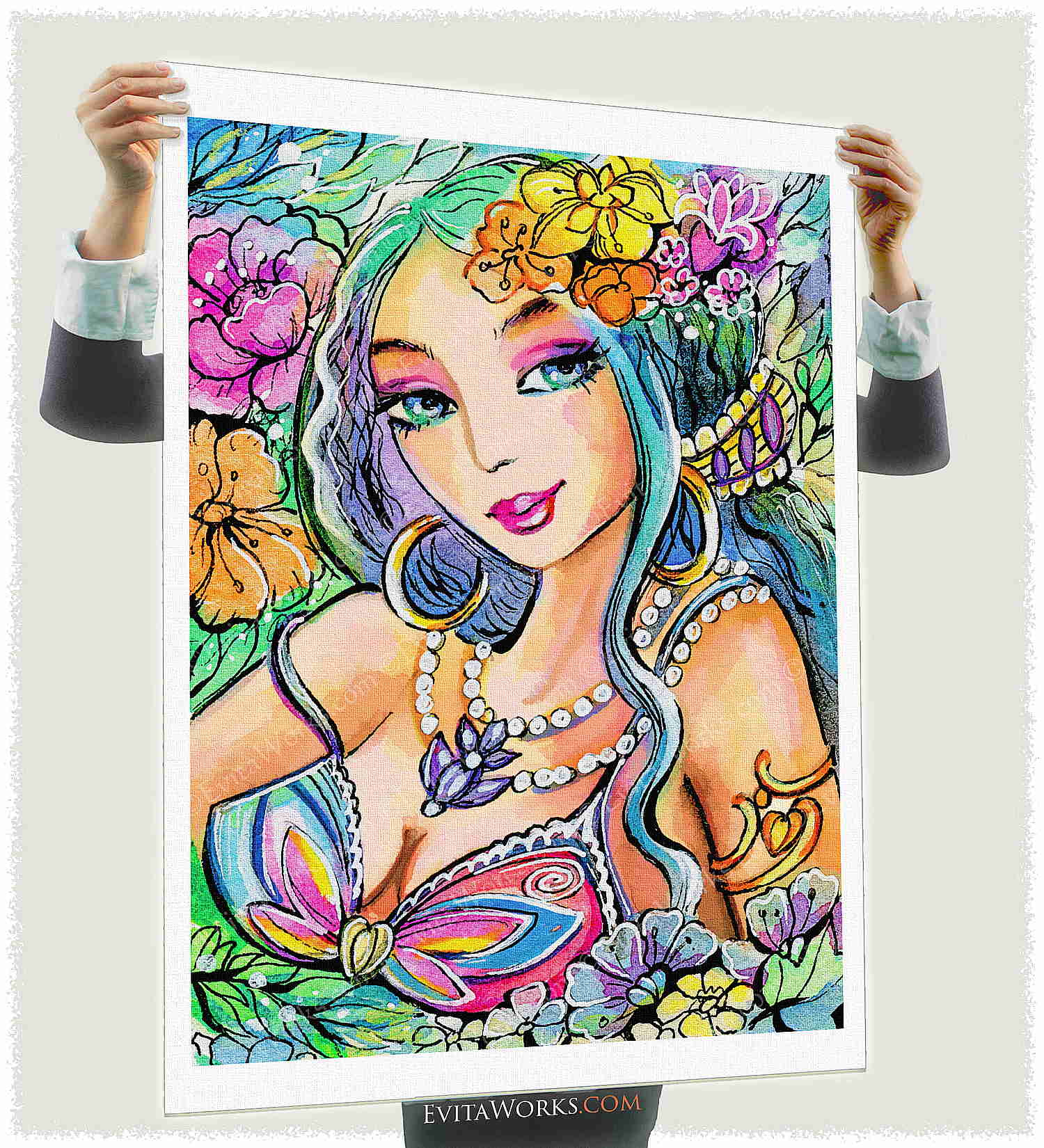The Flowery Stream, beautiful East woman art ao east woman 22 a1 ~ EvitaWorks