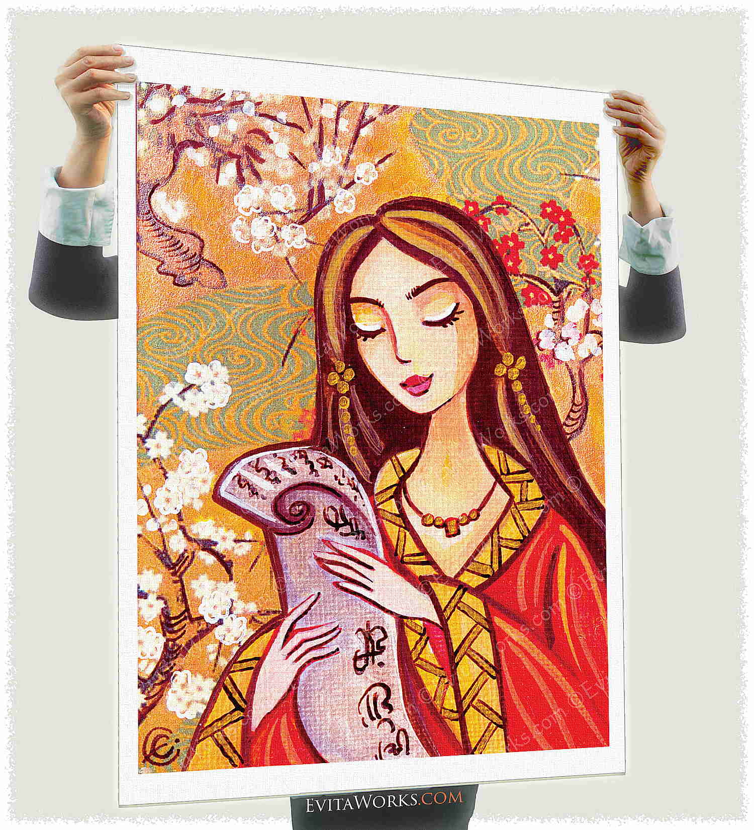 A Letter from Far-away, geisha, beautiful Asian art ao geisha 56 a1 ~ EvitaWorks