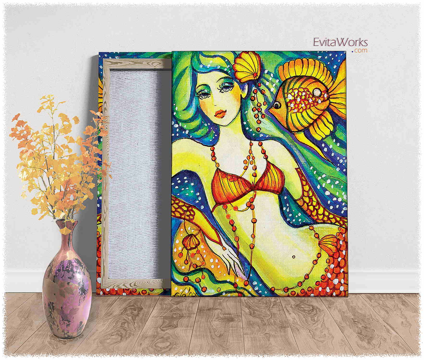 Hit to learn about "Mermaid 47, beautiful female creature" on canvases