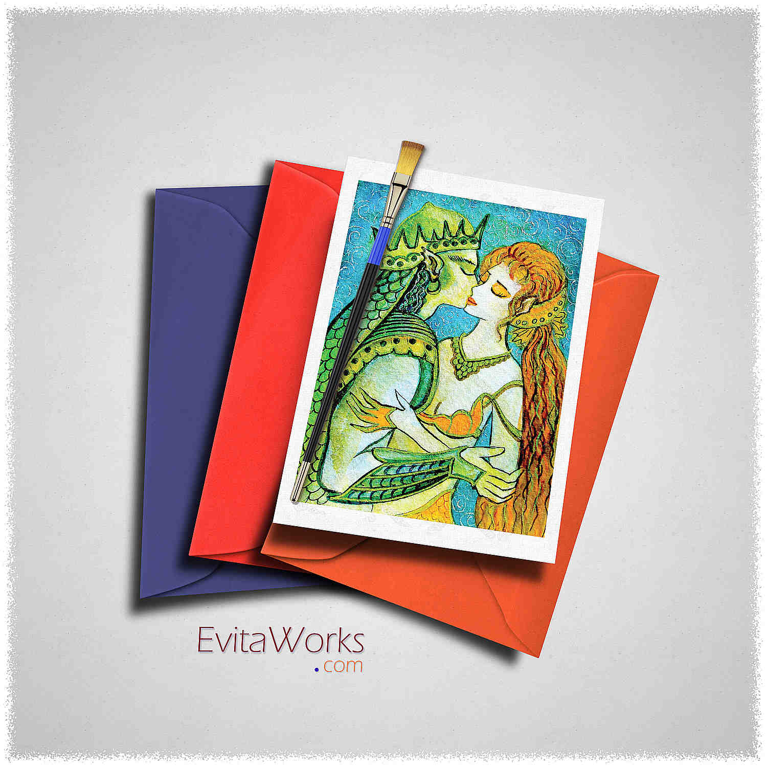 Hit to learn about "Mermaid 49, beautiful female creature, couple art" on cards