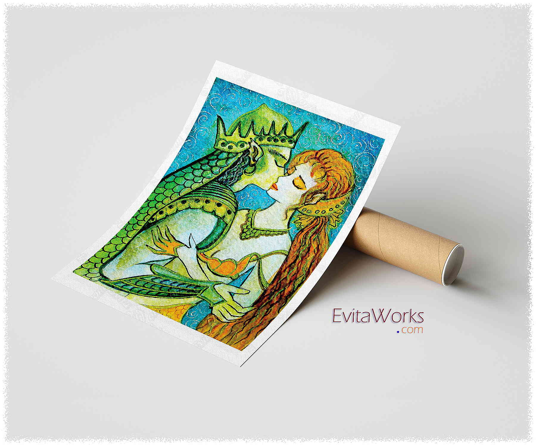 Hit to learn about "Mermaid 49, beautiful female creature, couple art" on prints