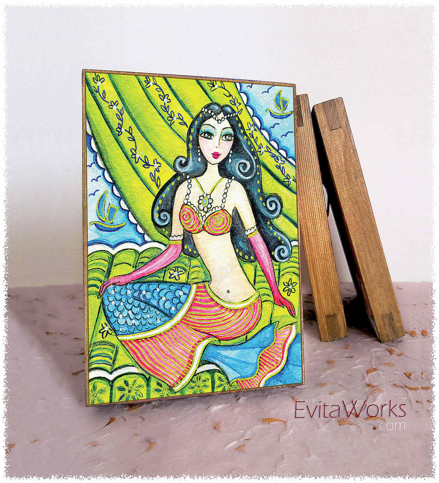 Hit to learn about "Mermaid 54, beautiful female creature" on woodblocks