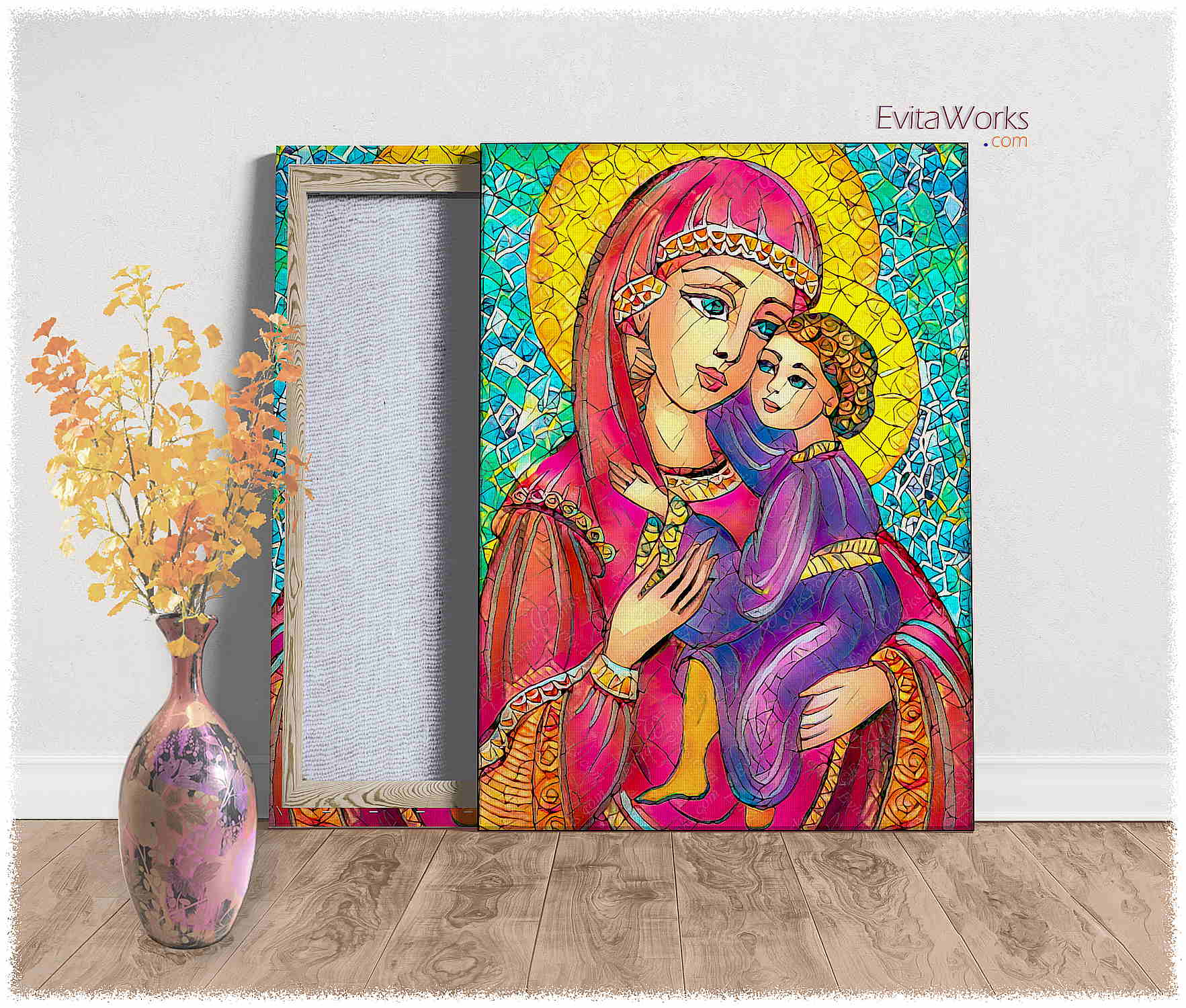 Hit to learn about "Green Ray Madonna, Mother and Child" on canvases