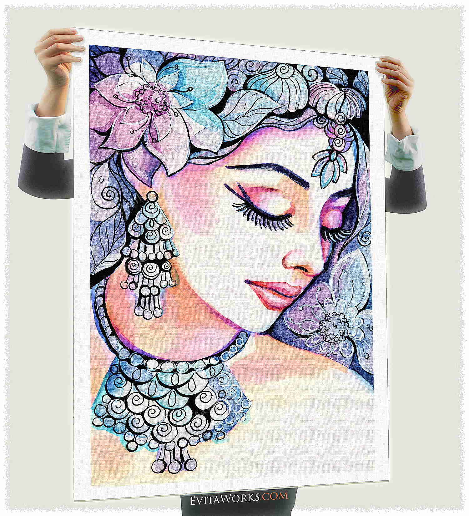 Sea Mist, Indian woman art oa east woman 17 a1 ~ EvitaWorks