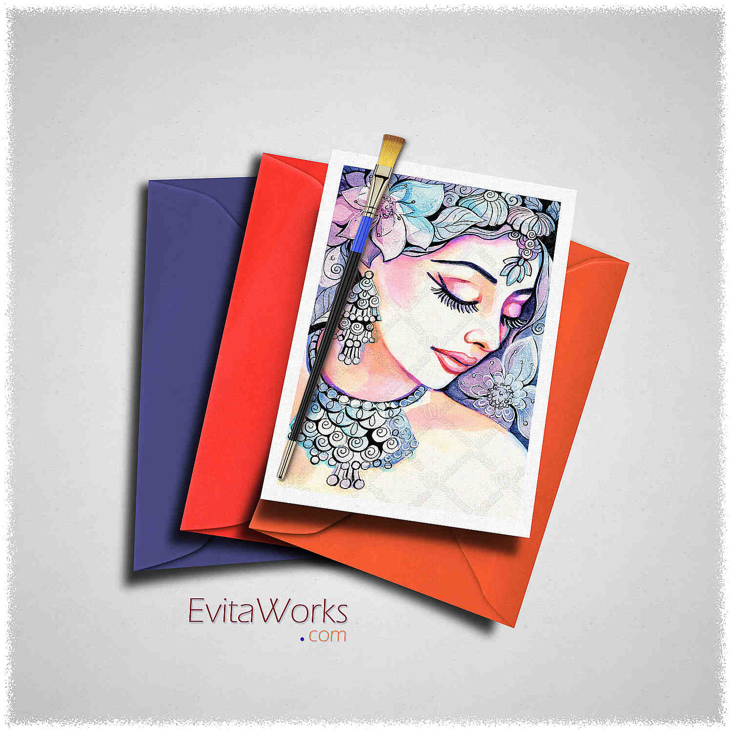 Hit to learn about "Sea Mist, Indian woman art" on cards