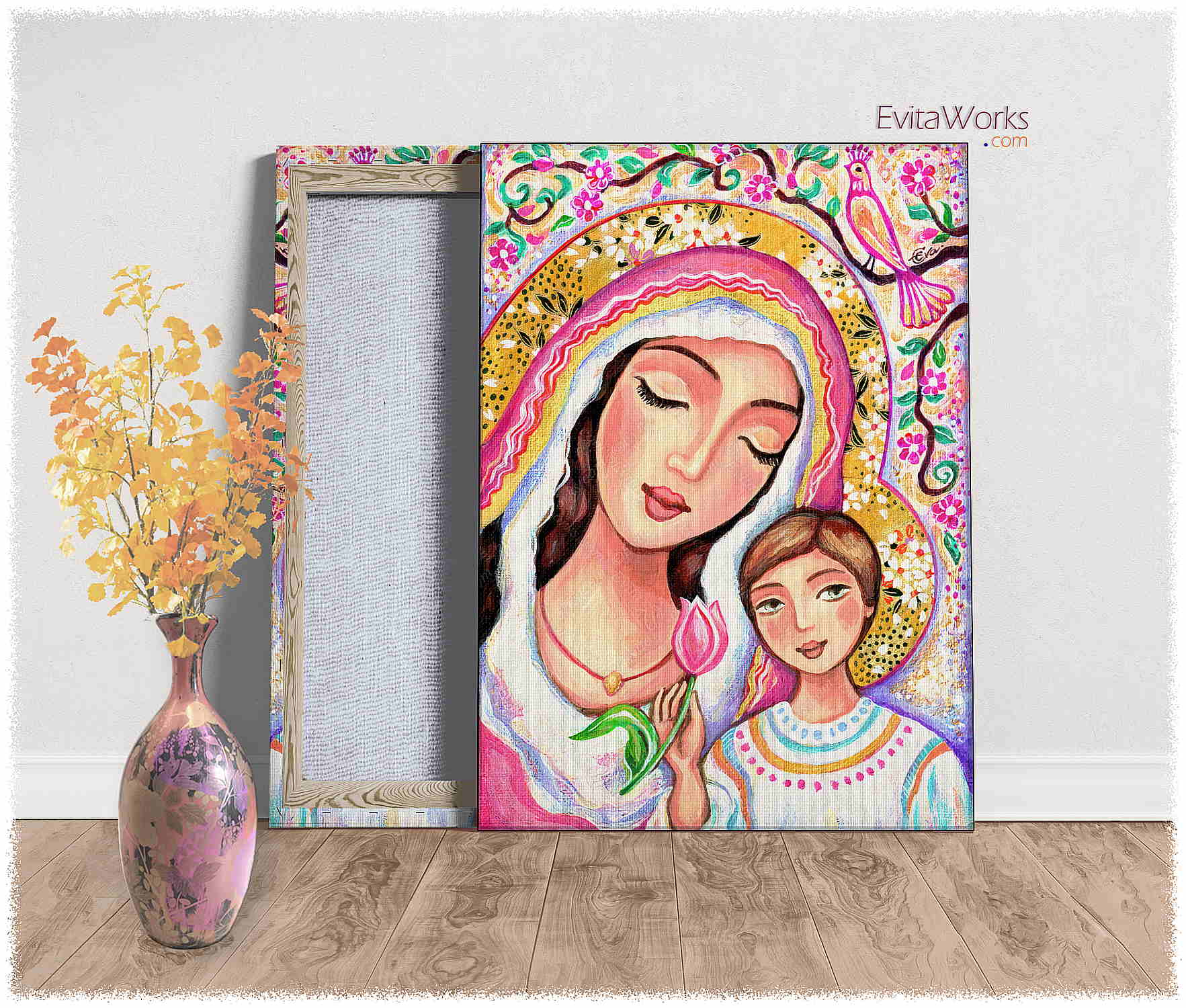 Hit to learn about "Madonna of the Blooming Tulip, Madonna and Child" on canvases