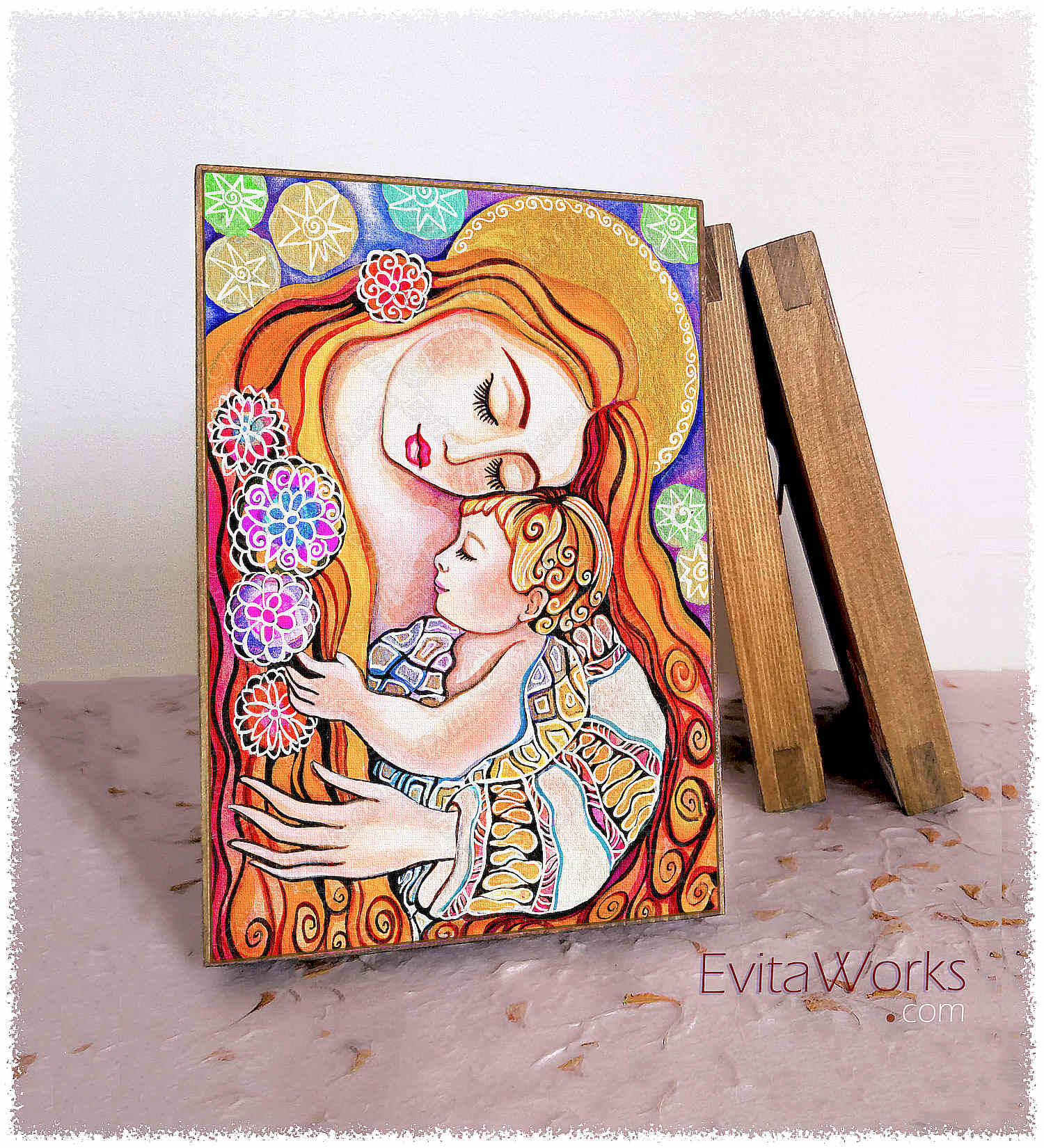 Hit to learn about "Little Angel Sleeping, Mother and Child" on woodblocks